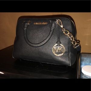 MICHAEL Michael Kors Saffino Leather Satchel Black